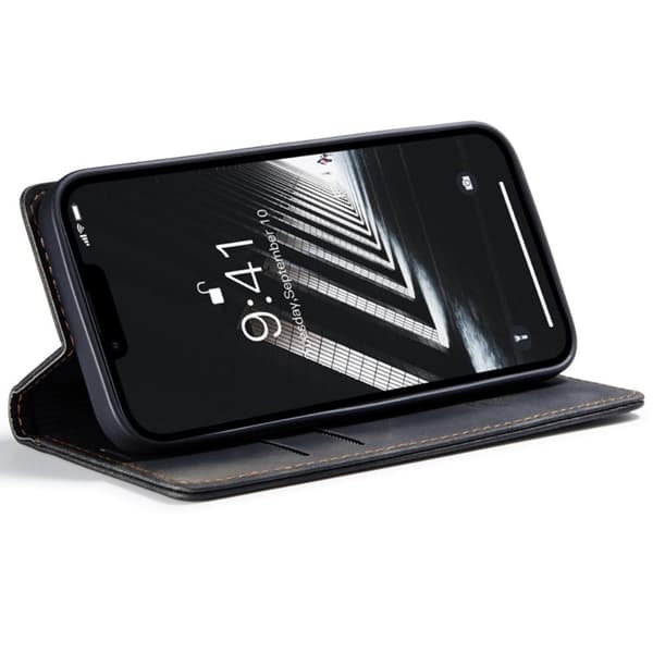 CASEME Retro lompakkokotelo iPhone 14 - musta Black