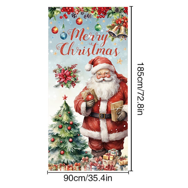 Juledekorasjon i Polyesterstoff - Dørdeksel med 'God Jul' Bakgrunn Banner Red