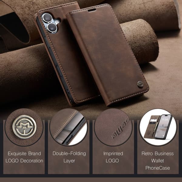 CASEME Lommebok-deksel iPhone 17 - Kaffe Dark brown