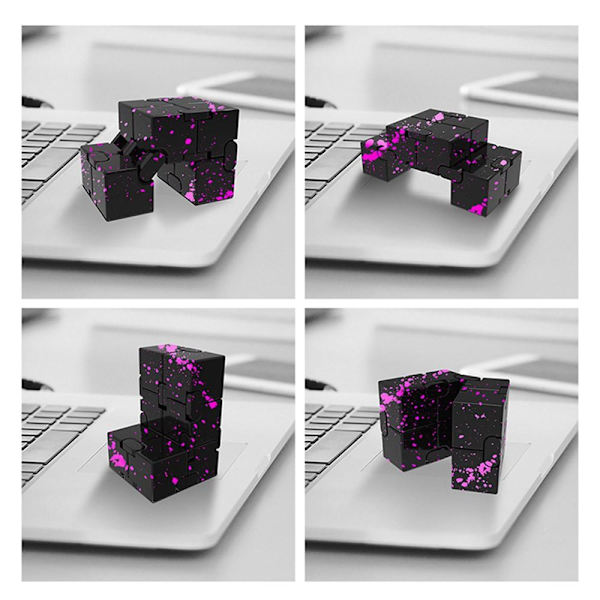 Fidget Toy Avslappning Infinite Cube Metall Flip Kub Svart-Gul Gul