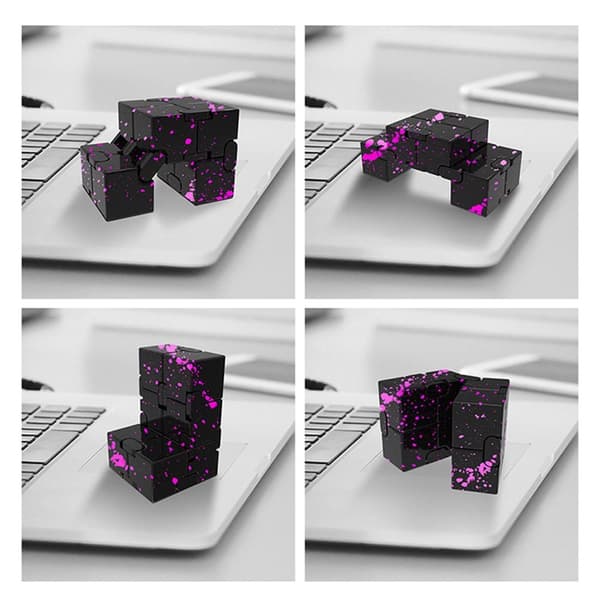 Fidget Toy Infinite Cube Stressaflastningsflipblok - sort - gul Yellow