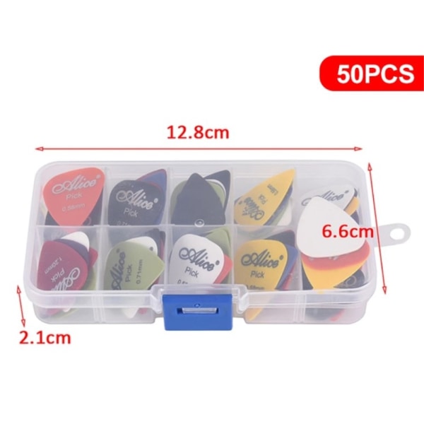 50 plektrum med boks for elektrisk & akustisk gitar Multicolor