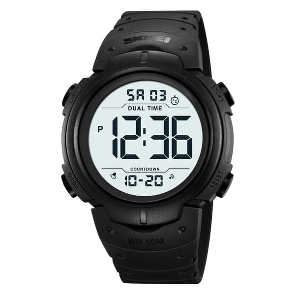 SKMEI Digital Elektronisk Armbåndsur Ur Dobbelt Tid - Sort-hvid Black