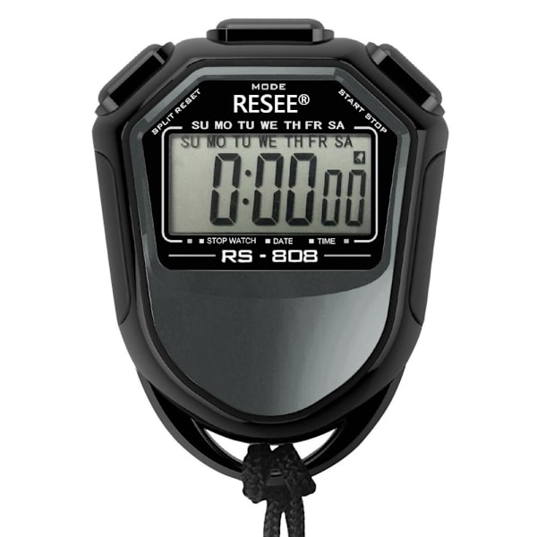 RESEE Sekuntikello LCD-näyttö Ajastin Uinti Juoksuurheilu Black