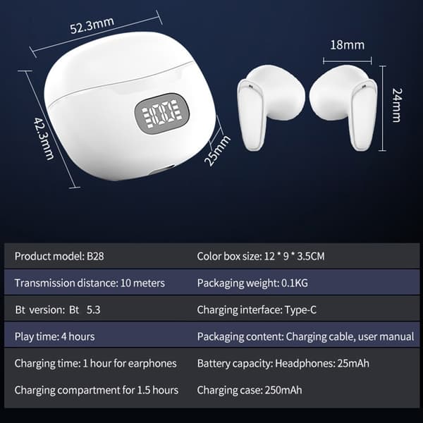 150 Sprog Oversættelse Oversætter Smart Voice Bluetooth In Ear-hovedtelefoner - Sort Black