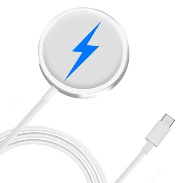 Laddare Docka till iPhone 15W USB-C Magnetisk trådlös Silver