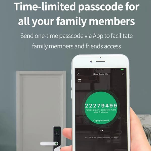 Elektronisk lås A1 Tuya WiFi fingeravtrykk smart dørlås dynamisk passord NFC Black