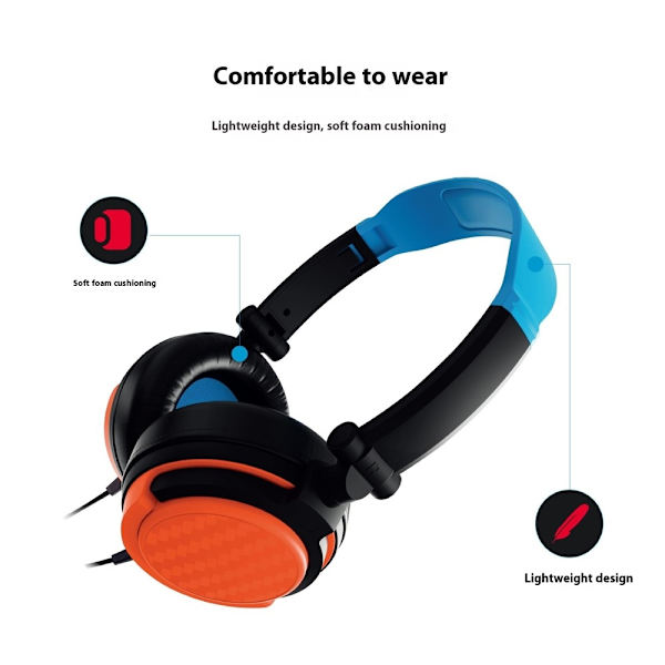 Til PS5 Nintendo Switch OLED XBOX PC Gaming Headset Kablede Hovedtelefoner med Mikrofon Black
