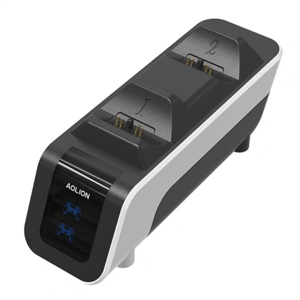 Til PS5-spilcontrolleropladerbase Dobbelt gamepad-hurtigopladningsdock Black
