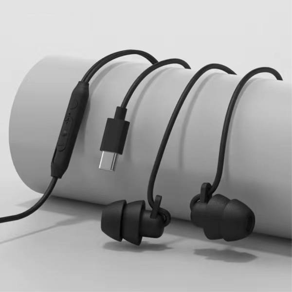USB-C headset in-ear hovedtelefoner søvn støj isolering - sort Black