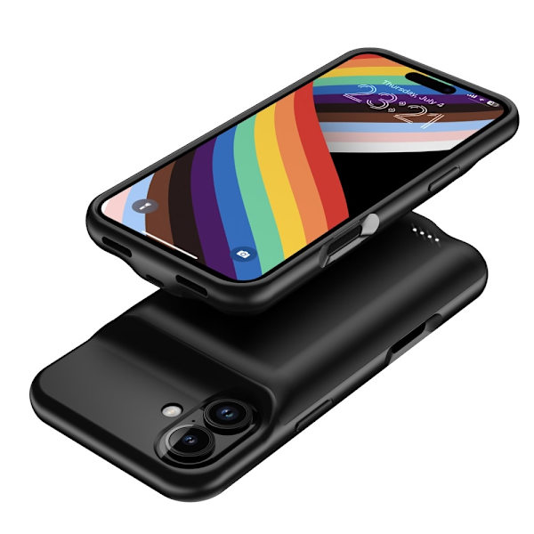 För iPhone 16 Plus 7000mAh Uppladdningsbart Batteri Skal Laddningsfodral Powerbank Transparent