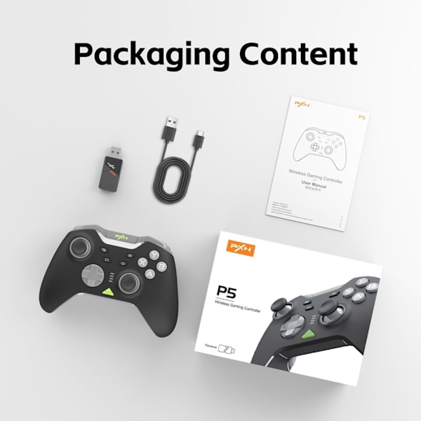 Bluetooth trådløs spillkontroller med mottaker kompatibel med Steam PC Android iOS Nintendo Switch - Svart Black