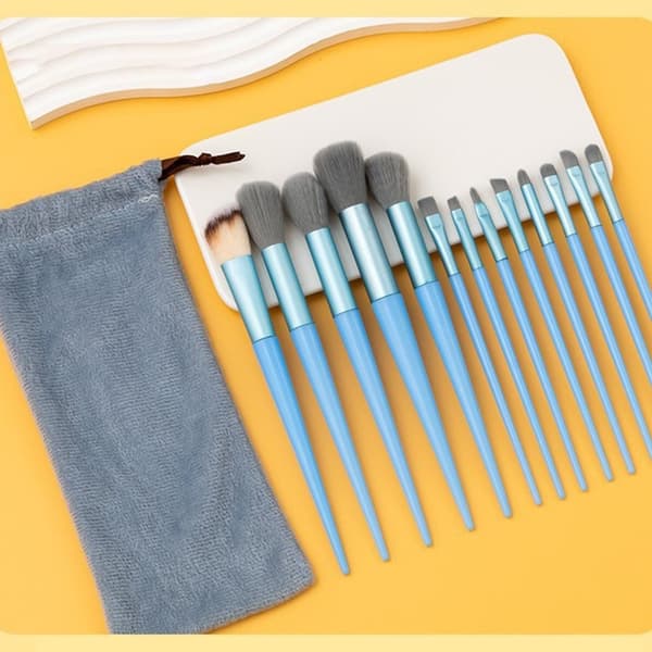 13 st Makeup Brush Set Kosmetiska borstar Soft Fiber Foundation Kontur - Blå Blå