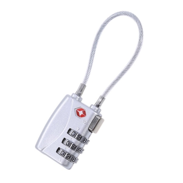 TSA Combination Wirerope Lock Vetoketjulle Matkalaukkuille - Mus Silver