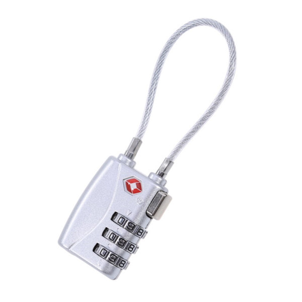 TSA Combination Wirerope Lock Vetoketjulle Matkalaukkuille - Musta Silver