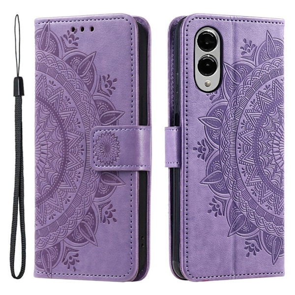 Samsung Galaxy S25 Edge -lompakkokotelon kuoren kuoren Mandala-kukkakuvio Purple