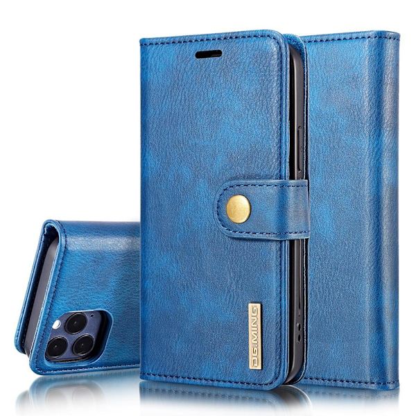 DG.MING For iPhone 13 Pro Stylish Wallet Case - Blue Blue