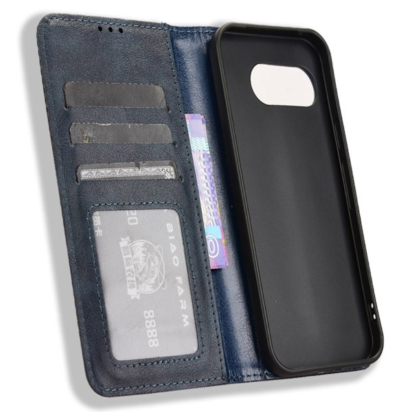 Til Google Pixel 9A Stand Phone Case Fuld Protection Pung Cover Blue