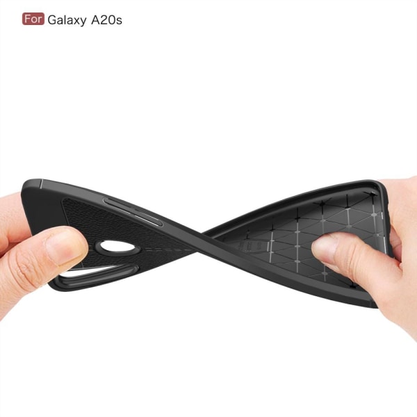 Litchi Texture Soft TPU Case for Samsung Galaxy A20s - Black Black