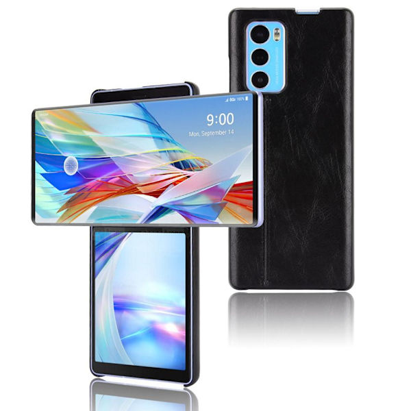 LG Wing 5g Läder Klätt Skal - Svart Svart