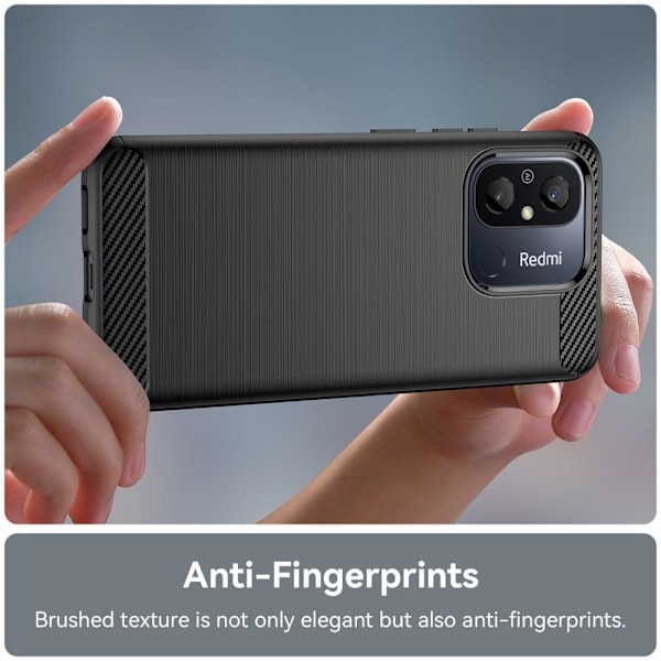 Carbon Fiber Texture TPU Cover for För Xiaomi Redmi 12C Black