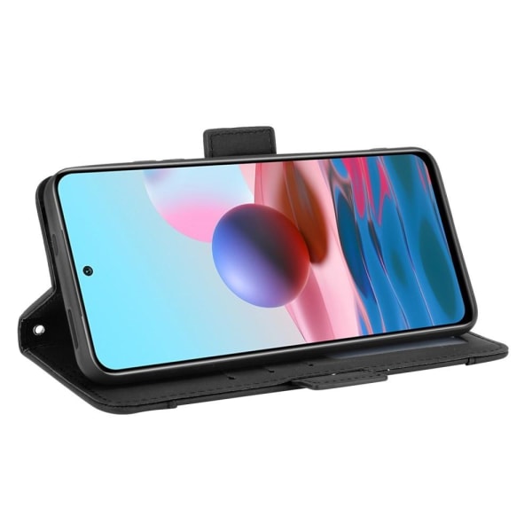Pung Stand Flip Taske til Xiaomi Redmi Note 10S/Note 10 4G - Sort Black