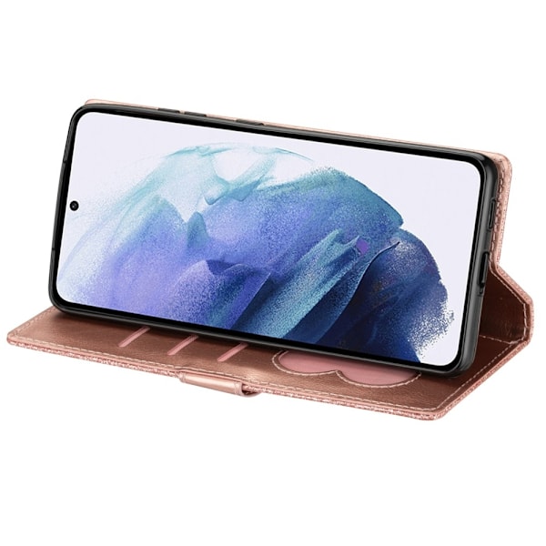 För Samsung Galaxy S25 Ultra Ställbart Glitterfodral med Dragkedjeficka Rosa guld