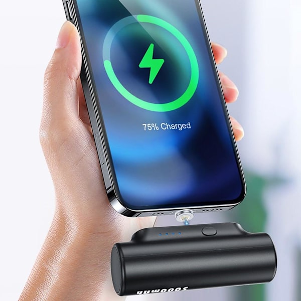 3000mAh Bärbar Powerbank USB-C/ Lightning / Micro USB Svart