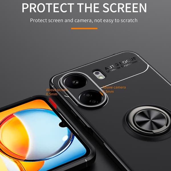 Til Xiaomi Redmi 13C Hybrid Shell fingerring metalplade Black