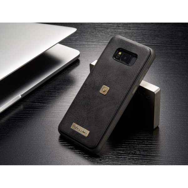 CASEME Samsung Galaxy S8 Retro nahkainen lompakkokotelo - musta Black