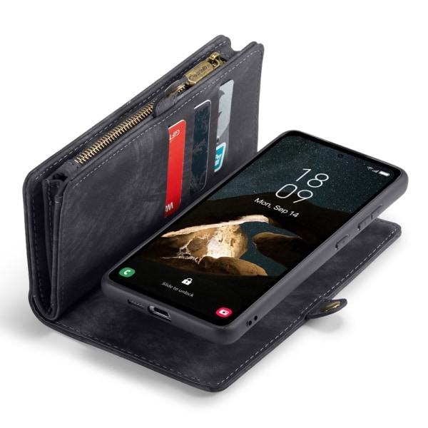 CASEME til Samsung Galaxy A55 5G 2-i-1 tegnebog taske - Sort Black