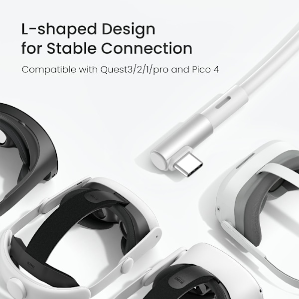 QC-8.5 5 m länkkabel för Meta Quest 3 3S PICO 4 VR Headset USB 3.0 hög hastighet Vit