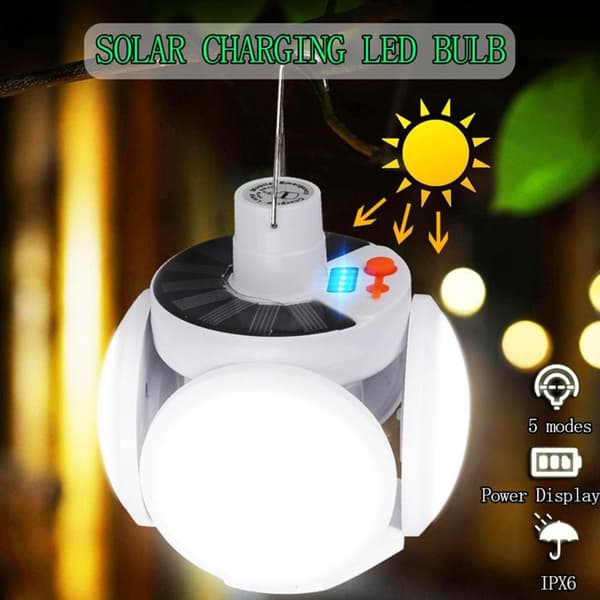 Solcelled Campinglykt Lampetelt Oppladbart Fjernkontroll White