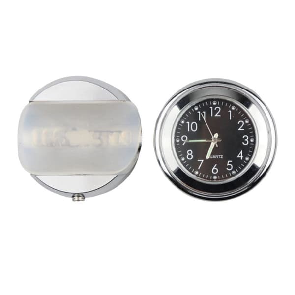 Klocka För Motorcykel 22-25.4mm Styre Lysande - Silver Skal Vit Urtavla Silver