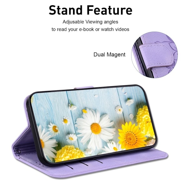 För Xiaomi Redmi 14C Fodral Ställ Plånboksfodral Blommönster - Lila Lila