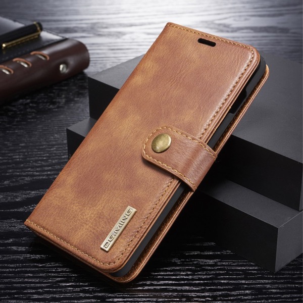 CASE halkaistu nahkainen lompakkokotelo Samsung Galaxy S10+:lle - Kulmakarvat Brown