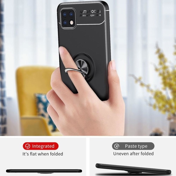 Samsung Galaxy A22 5G skal med Finger Ring och inbyggd plåt - Sv Svart