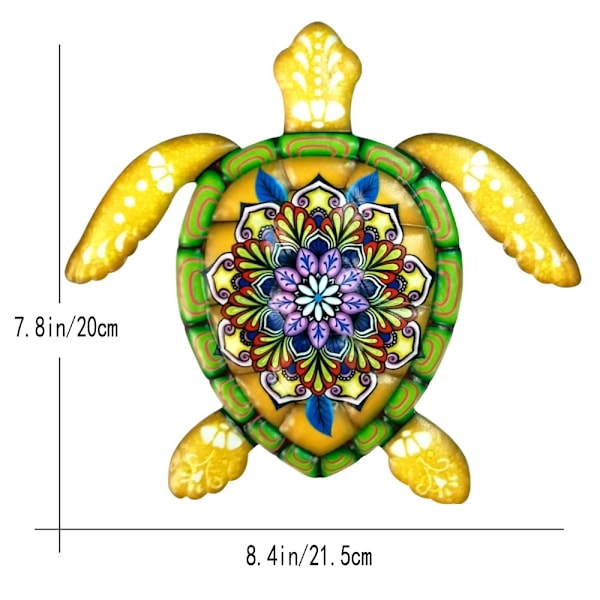 Sköldpadda Järn Väggdekor Trädgård prydnad 21,5x20cm - Gul Gul
