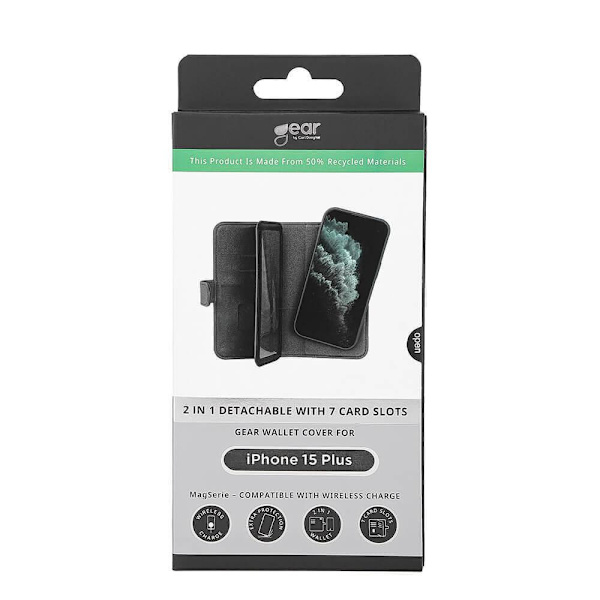 Gear Mobile-etui 2-i-1 7 kortrum MagSeries til iPhone 15 Plus Black