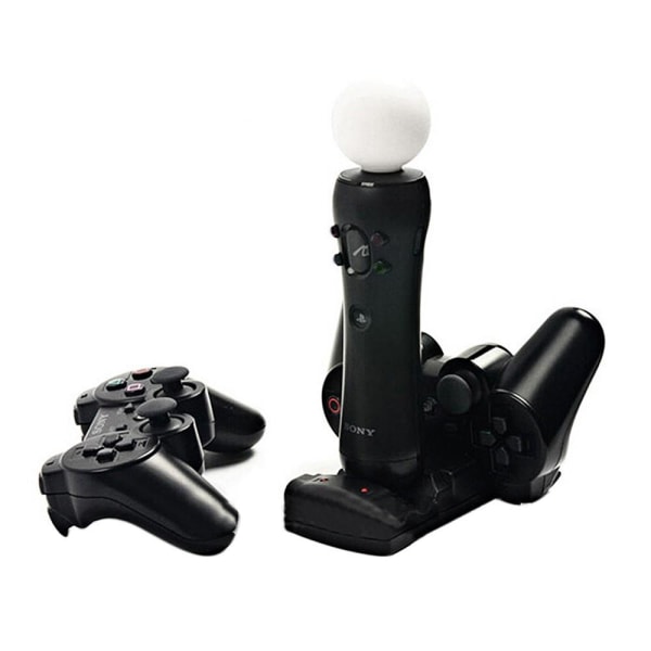 Playstation 3/PS3 Move Dobbelt opladningsstativ 2 i 1 Black