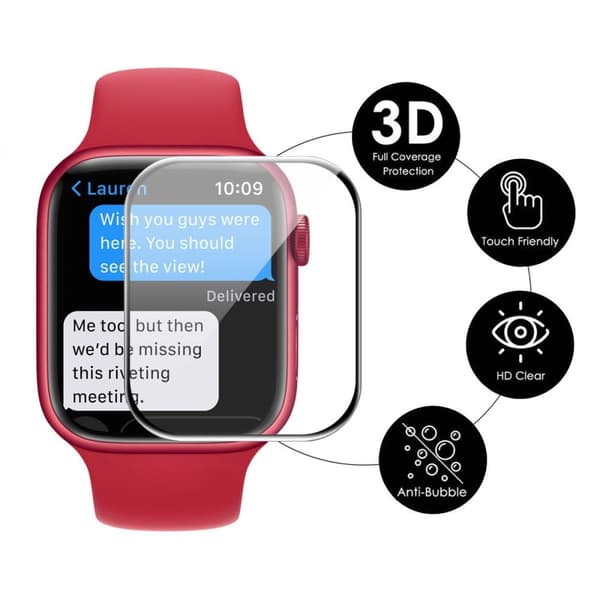 Apple Watch Series 7 45mm Enkay Heltäckande härdat glas 2 - pack Transparent