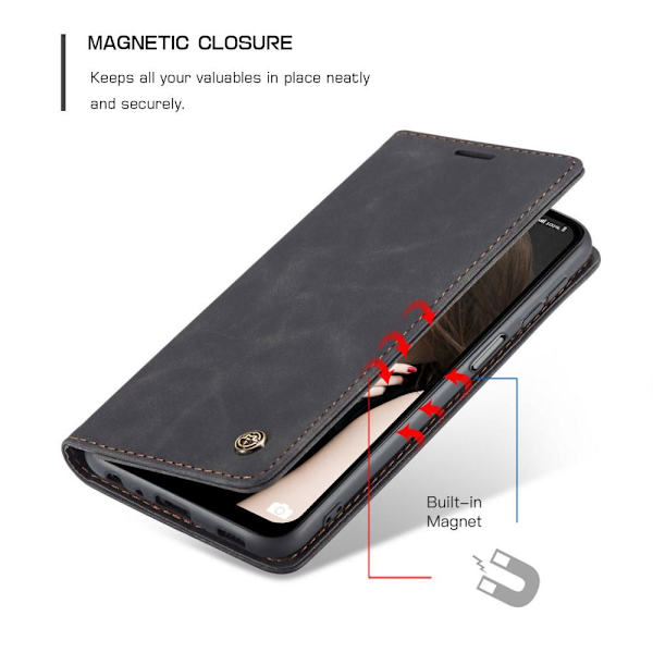 CASEME Retro Pung Taske til Samsung Galaxy A12 - Sort Black