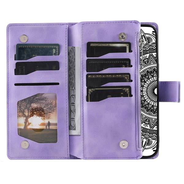 Til Google Pixel 10 Pro XL tegnebogscover Cover Shell Mandala Blomstermønster Purple