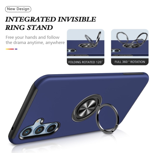 Samsung Galaxy S24 Finger Ring Stativ Hybrid Deksel Blue