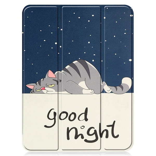 Tri-fold Stand Case for iPad 10.9 (2022) Tablet Cover Pen Holder - Cat Blue