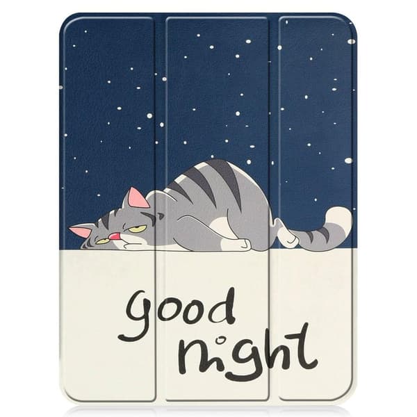 Tri-fold Stativveske for iPad 10.9 (2022) Tablettdeksel Penneholder - Katt Blue