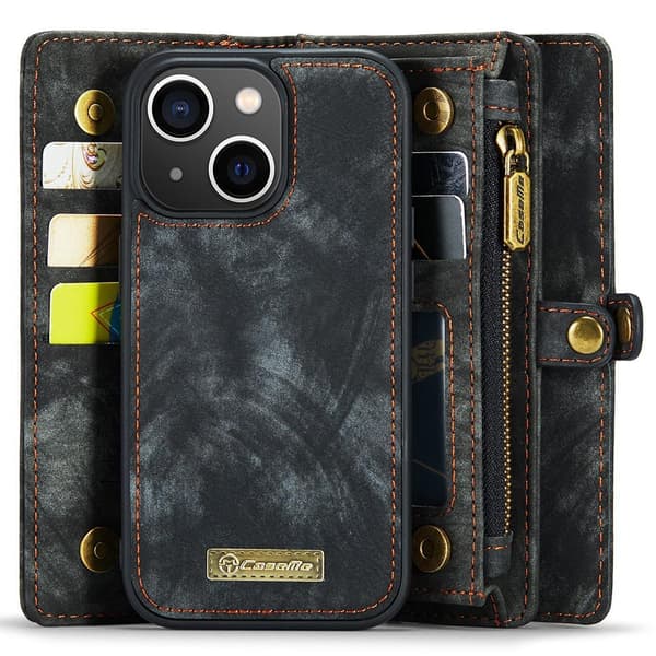 CASEME iPhone 15 Plus 2 - i - 1 tegnebog telefonskal - Sort Black