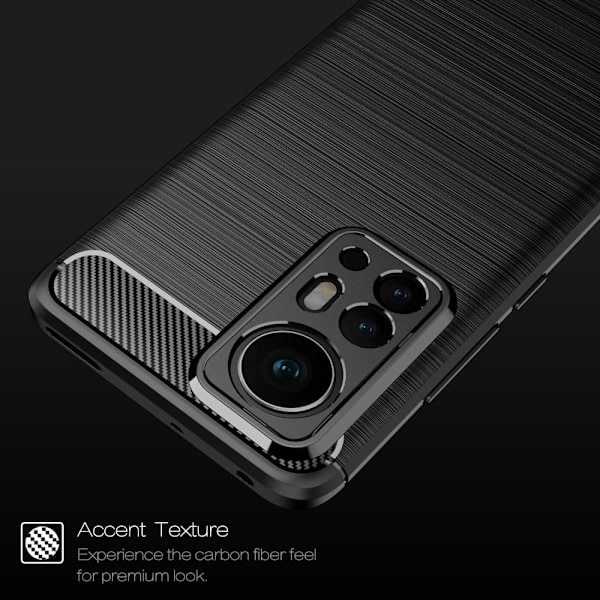 Xiaomi 12 Pro Kulfiber Tekstur TPU - kabinet - Sort Black