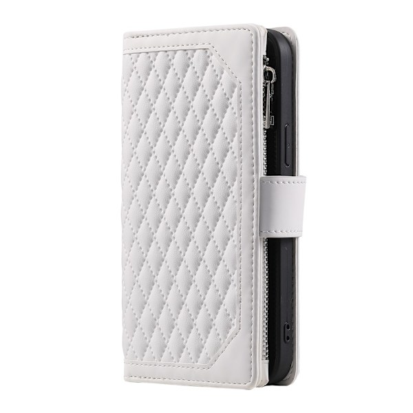 Til Google Pixel 10a Pungcover PU-læder Diamantmønster med Håndledsrem - Hvid White