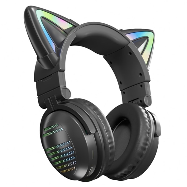 Cat Ears Bluetooth Headset mikrofoni Langattomat kuulokkeet - Musta Black